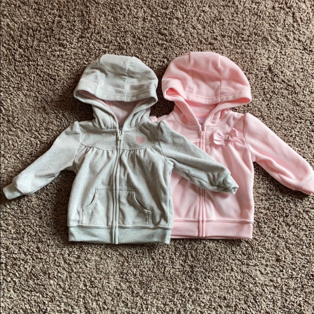 Two zip up hooded jackets (Carters 3-6M)